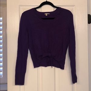 Cashmere purple halogen sweater with tie